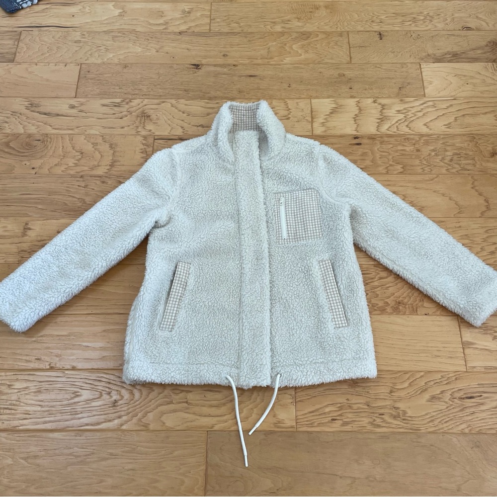 Madewell (Re)Sourced Sherpa Zip Jacket Cream Off White Size Small - Picture 2 of 11